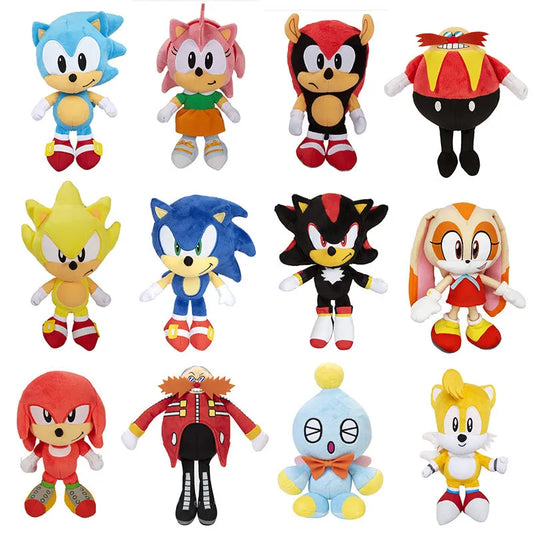 25cm New Style Cartoon Anime Sonic Pillow Plush Toys Soft Stuffed Animals Dolls for Kids Christmas Graduation Birthday Gifts