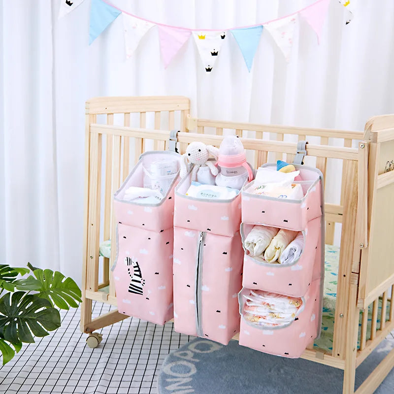 Diaper Storage  Diaper Organizer Hanging Bag Multifunctional Crib Hanging Storage Bag Removable Bedside Hanging Baby Clothing