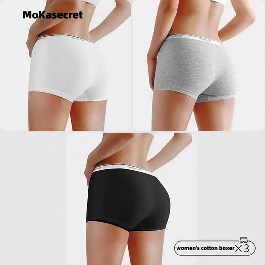 3pcs Popular Women's Cotton Boxer Underwear Ladies  Comfort Safety Pants Solid Sexy Sports Female Hipster Boyshort Girl Panties