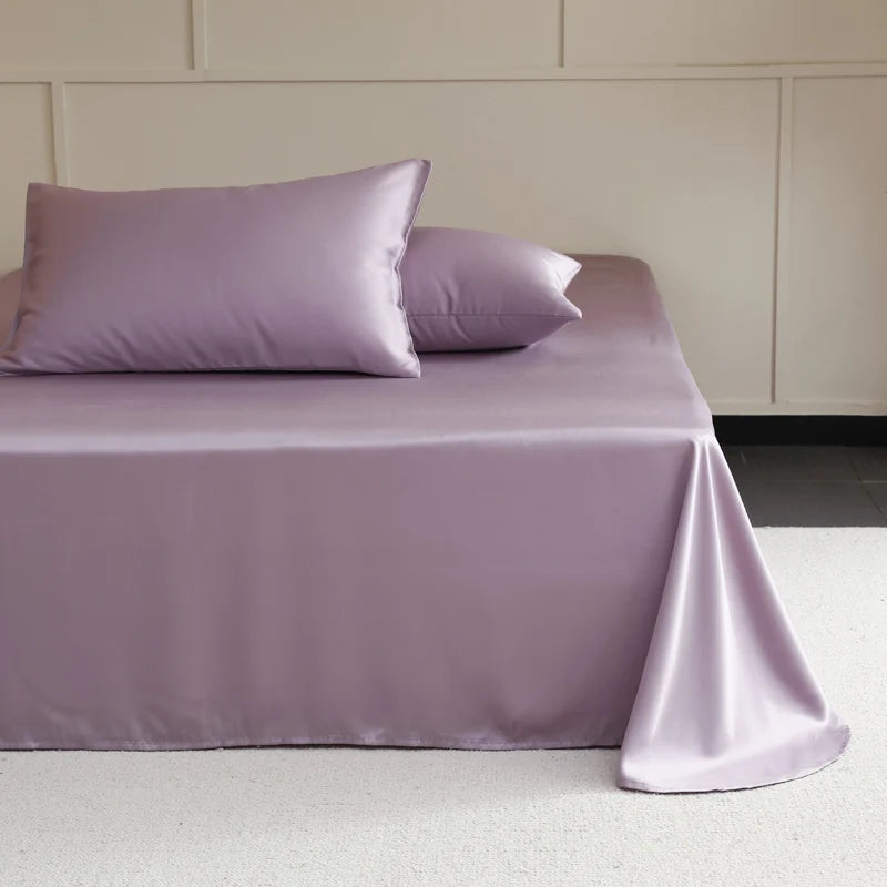 100% Mulberry Silk 4/6pcs Bed Sheet Set, Solid Color Bedding Set, Luxury Silky Fitted Sheet Flat Sheet Pillowcase, Washable Soft