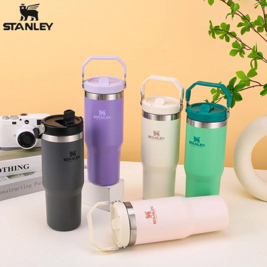 Stanley 30oz/887ml Original STRAW CUP Tumbler Leopard with Straw Lids Stainless Steel Coffee Termos Cup Car Mugs Vacuum Cup