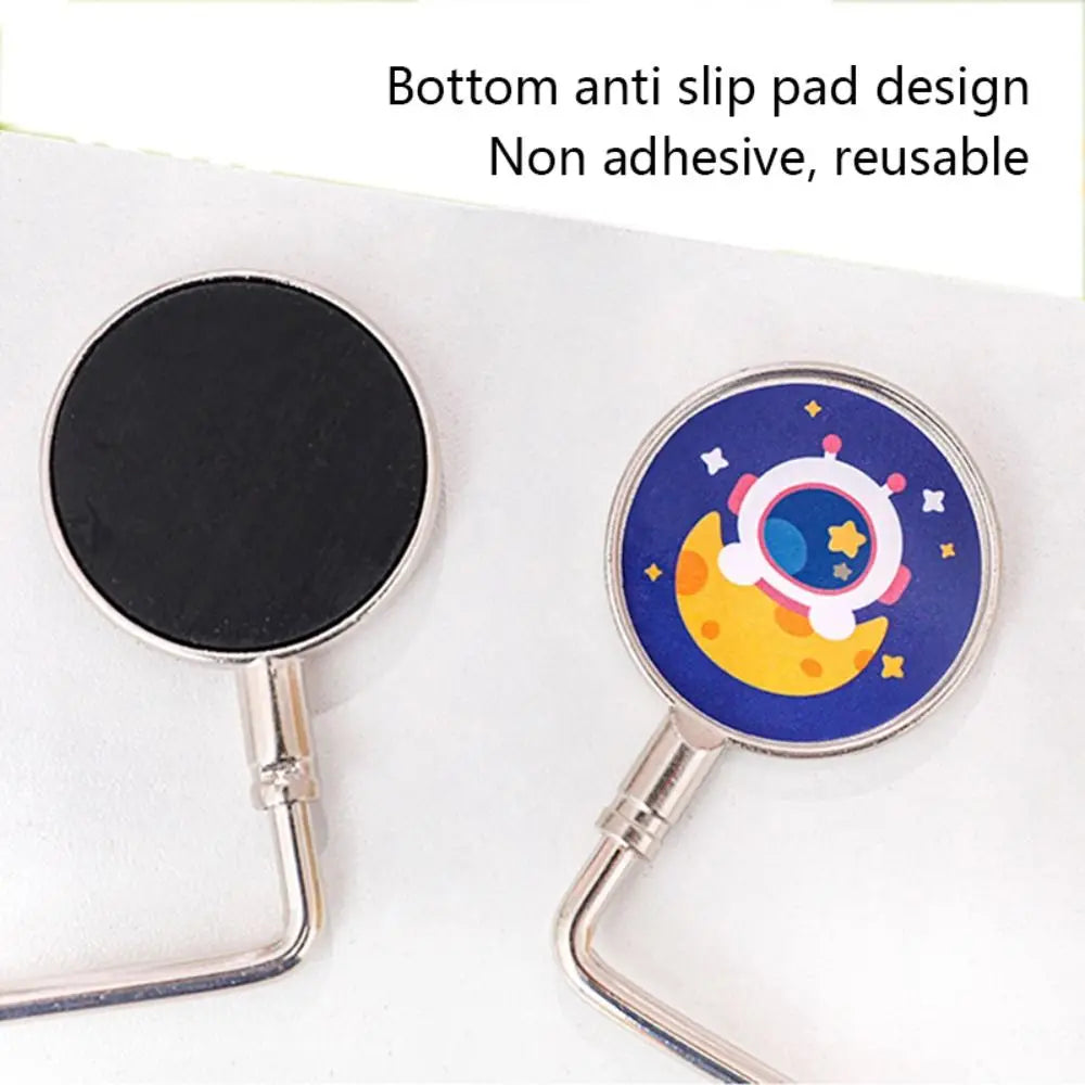 1PCS Portable Foldable Fashion Cartoon Purse Bag Table Hook Holder For Student Handbag Hanger For Home Decoration Desk Hook