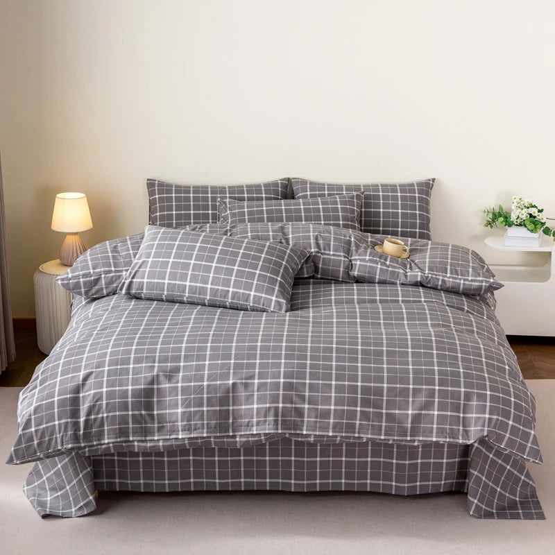 100%Pure Cotton Duvet Cover Japanese Style Plaid Quilt Cover Single/Queen/king Size housse de couette220x240cm for Men Bed Cover