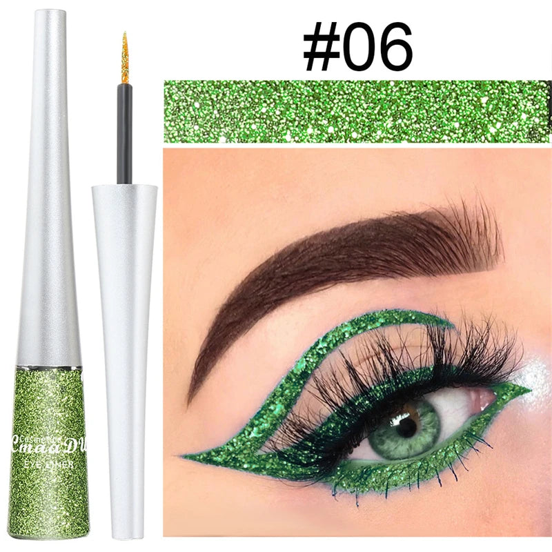 1PC Liquid Shiny Eye Liners Pigment Silver Green Gold Glitter Professional Waterproof Eyeliners Beauty Cosmetics Women Makeup