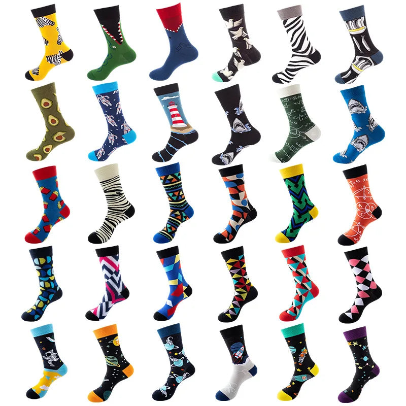 1pair PLUS SIZE 41-46 Combed Cotton Fashion Hip Hop Man woman Socks Harajuku  fruit Skateboard animal Happy Socks Funny Sokken