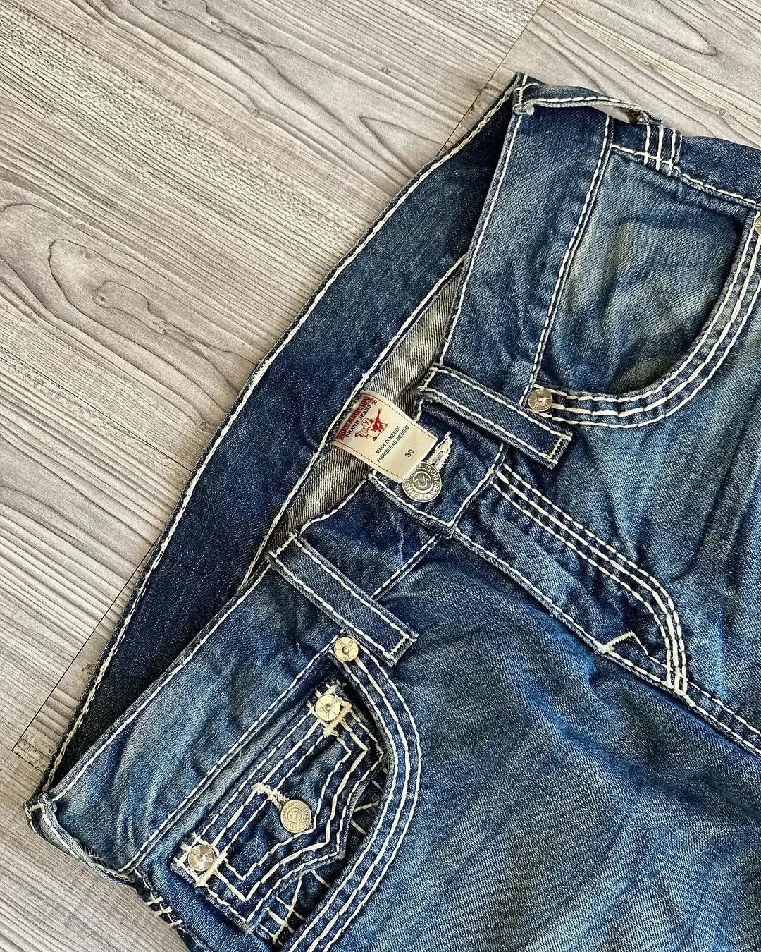 True Religion Denim Micro-flare Pants 90s Retro Street Jeans for Men and Women Harajuku High-waisted Straight Wide-leg Y2k Jeans