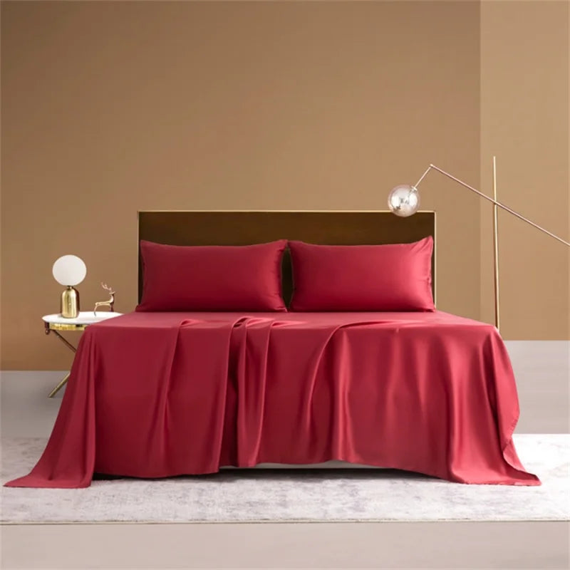 100% Organic Bamboo Bed Sheet Set 4/6 Pieces Silky Bedding Sets Hotel Luxuriously Soft Fitted Sheet Flat Sheet Pillowcase Solid