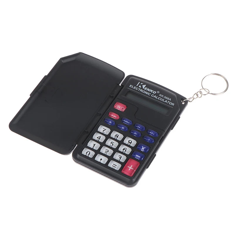 Protable Digit Calculator Pocket Size Mini Plastic 8 digits Electronic Mini Calculator Keychain Office Supplies