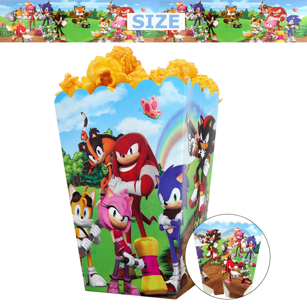 Sonic Party Decoration Birthday Tableware Kit Children Happy Party Sonic the Hedgehog Cake Topper Customize Backdrop Balloons