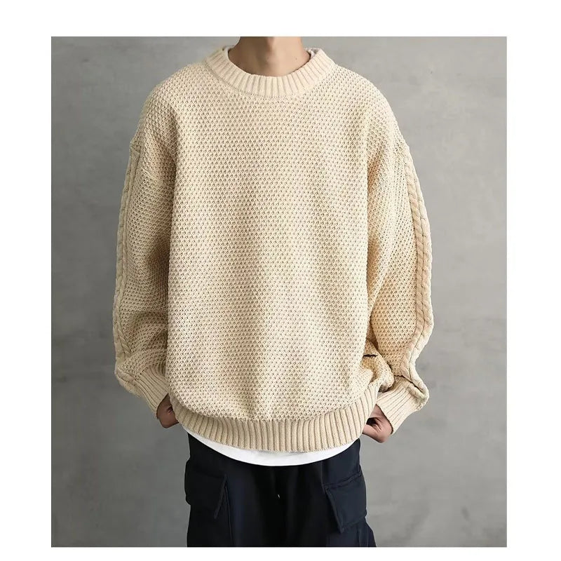 2023 Casual New Simple Crewneck Men's Sweater Autumn / Winter Fashion Brand Lazy Wind Boys Sweater Loose Men Clothing Sweaters