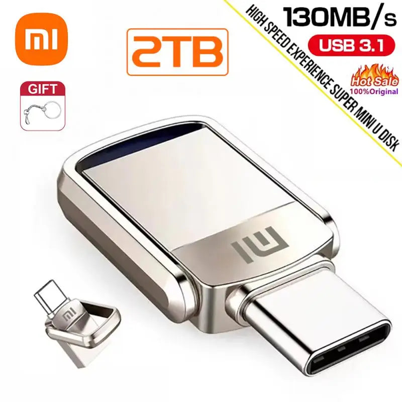 XIAOMI USB Flash Drive 2TB Metal Real Capacity High Speed Memory Stick USB3.0 Flash Pen Drive Business Gift Storage U Disk