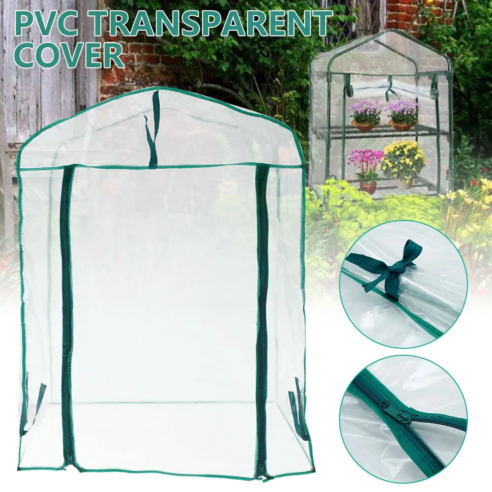 Walk-in Greenhouse Cover Waterproof PE Greenhouse Replacement Cover with Roll-up Zipper Door UV-Resistant Small Warm House