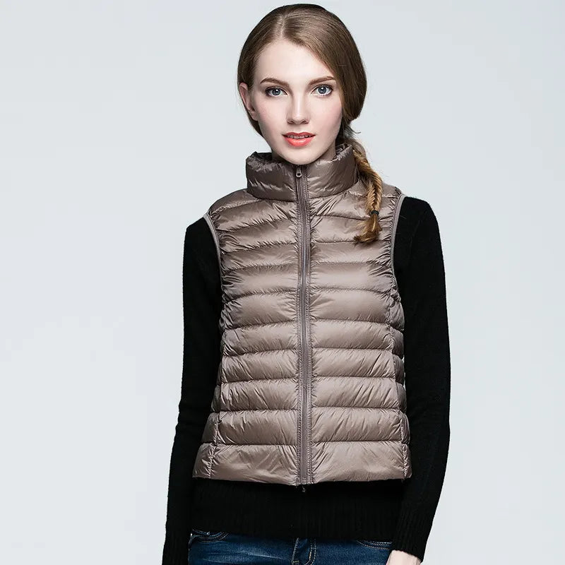 Winter Women 90% White Duck Down Vest Ultra Light Vest Jacket Autumn Winter Sleeveless Coat Waistcoat