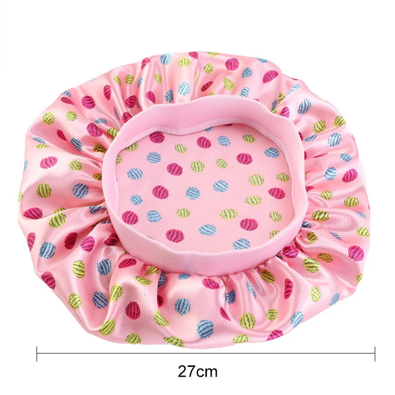 Baby Kids Satin Bonnet Sleep Hat Silk Shower Cap Night  Hair Care Beanie Turban  Child Boy Girls Flower Print s 2-8Y