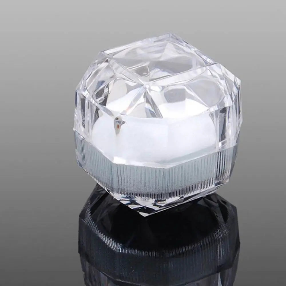 Transparent Crystal Ring Box Portable Earrings Brooch Storage Display Box Jewelry Storage Case