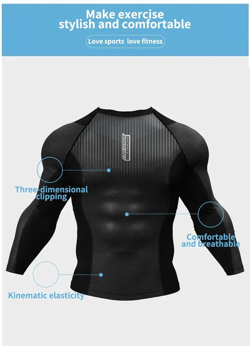 Men's Boxing Set MMA BJJ Jiu Jitsu Rashguard Quick Dry Workout Traning Running Sportswear Sport Fitness Gym Clothing Tracksuit