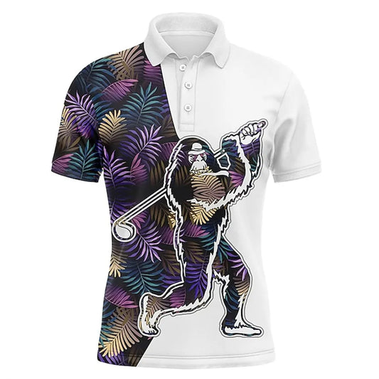 Male Polo Shirts Men's Summer Sport Golf Shirts 3d Printed Monkey Pattern Man Short Sleeve Tshirts Holiday Lapel Button Clothing