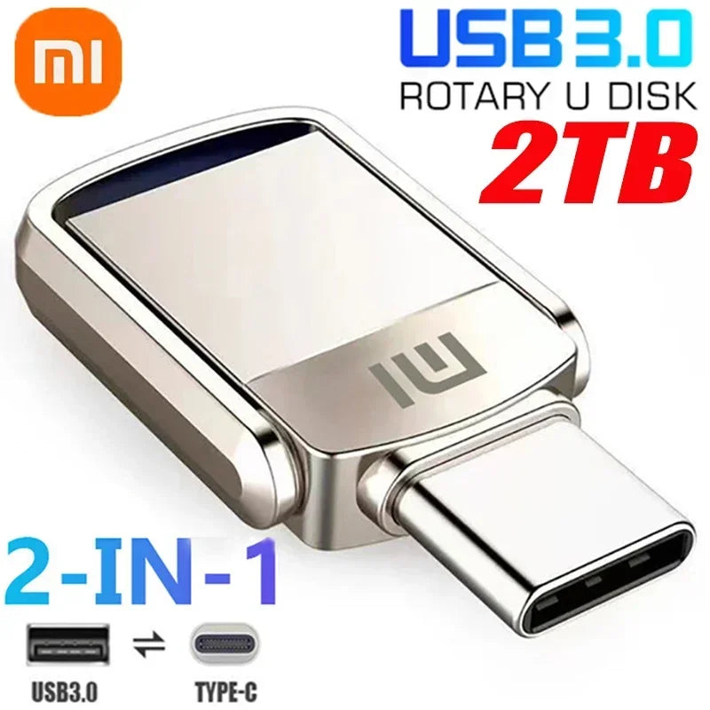 Xiaom USB 2TB OTG Metal USB 3.1 Pen Drive Key 2TB 1TB Type C High Speed Pendrive Mini Flash Drive Memory Stick Waterproof ps4