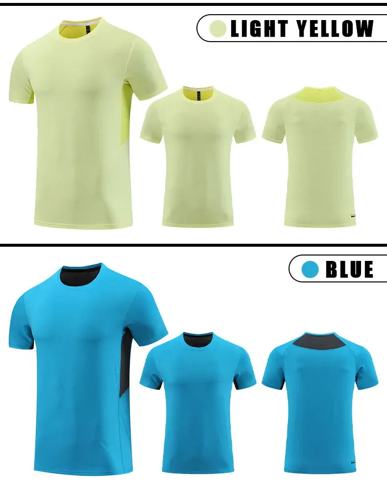 Men's Bodybuilding T-Shirt Elastic Quick Dry Sport Tops Athletic Gym Workout Short Sleeves Women's Yoga Tee Running Clothes