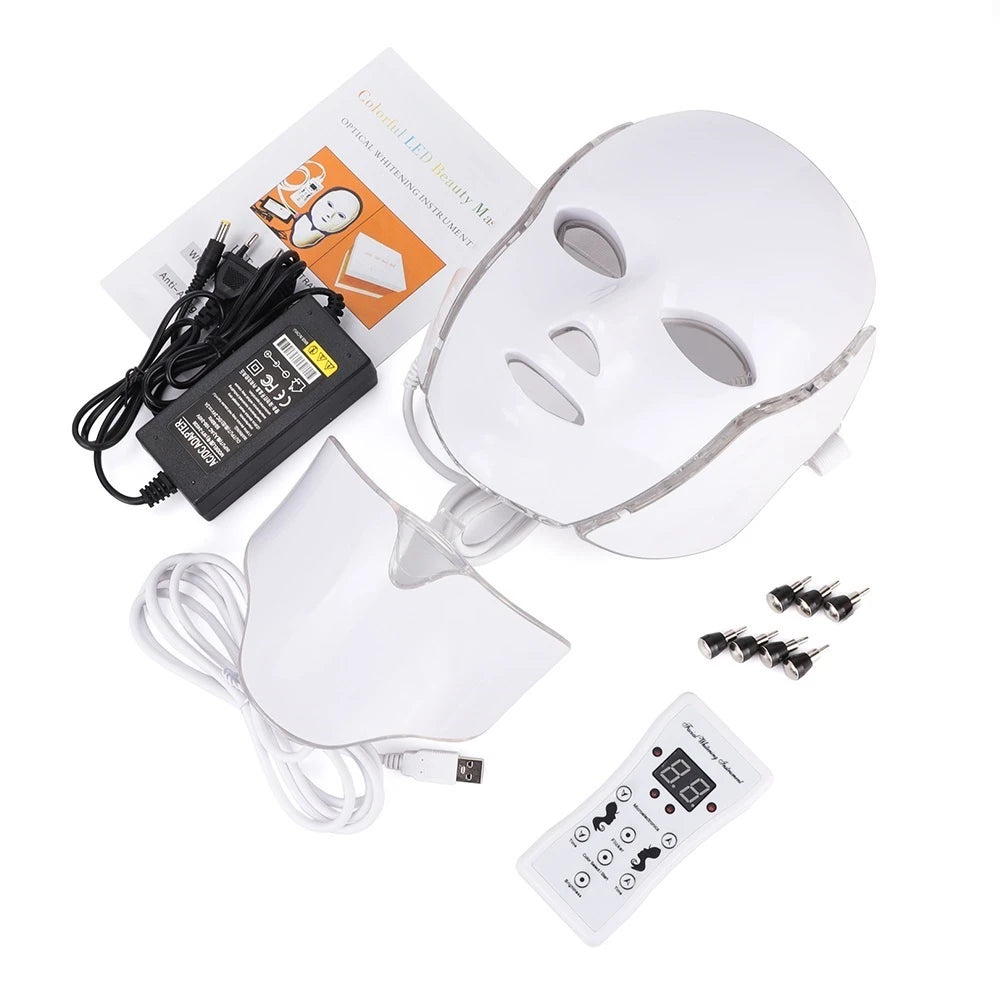 Air Bag-7 Colors Light LED Skin Care Facial Beauty Mask With Neck Skin Rejuvenation Treatment Beauty Anti Acne Therapy Whitening