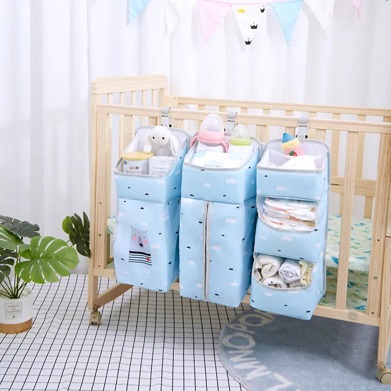 Diaper Storage  Diaper Organizer Hanging Bag Multifunctional Crib Hanging Storage Bag Removable Bedside Hanging Baby Clothing