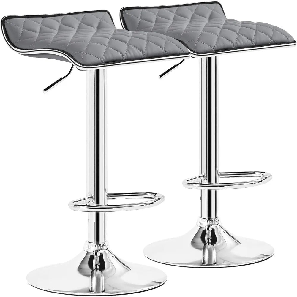 VECELO Adjustable Bar Stools Set of 2, Bar Height Stools for Kitchen Counter,White