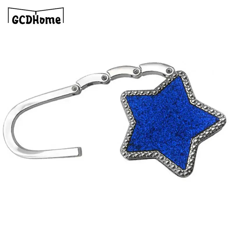 New 1pc Portable Star Shape Bag Hook Shiny Folding Table Edge Handbag Hanger for Home Keychain Cute Bag Pendant