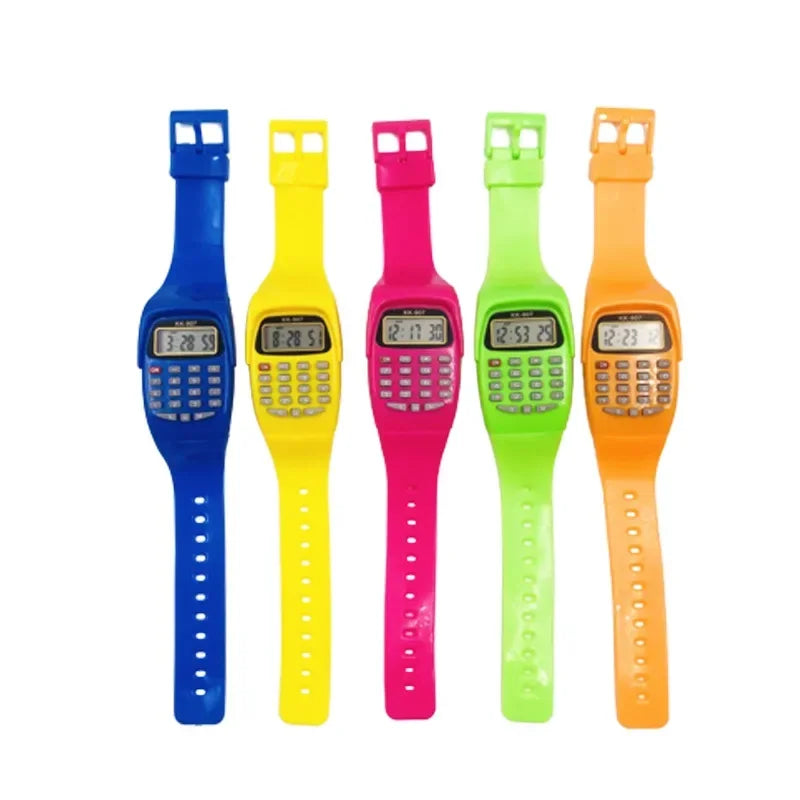 2 in 1 Fashion Digital Student Exam Special Calculator Watch Children Electronic Watch Time Calculator New Watch Mini Calculator