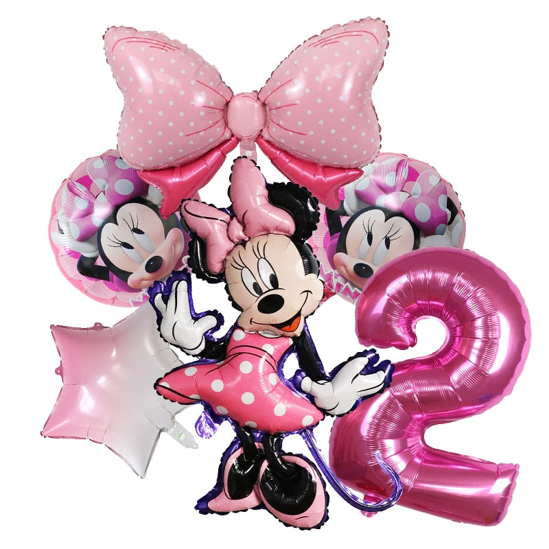 1set Disney Mickey Minnie Mouse Boys Girl Birthday Party Decor Kids Toys Ballon 1 2 3 4 5 6 7st Baby Shower Supplies Air Globos