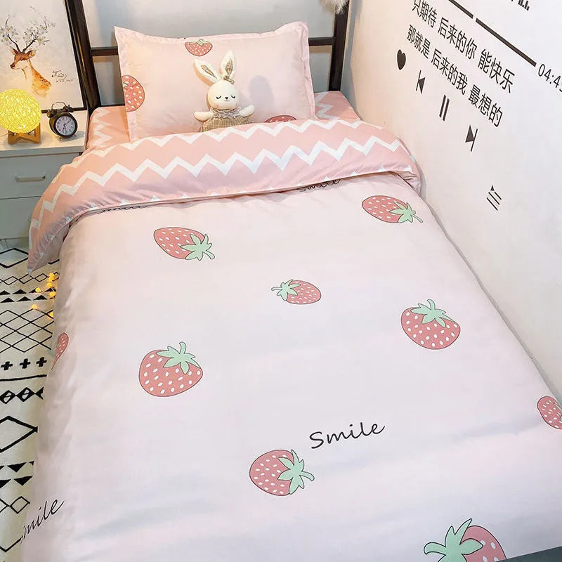 Sanrio Lovely HelloKitty 1.2m Three-piece Princess Style Ins Bed Sheet Student Dormitory Single Bed Quilt Cover Three-piece Set