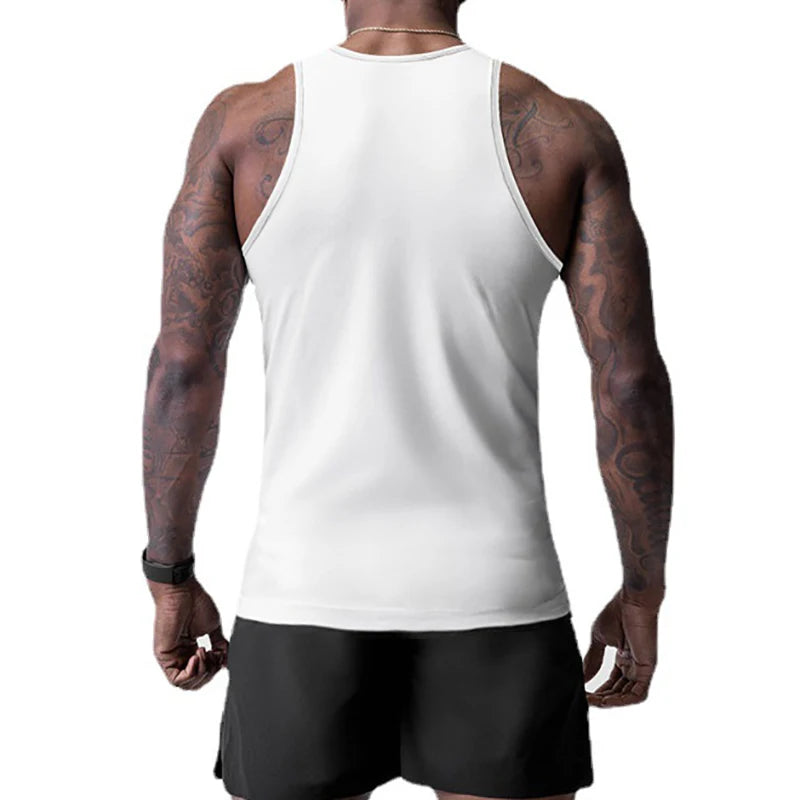 Gym Bodybuilding Fitness Men's Sleeveless Vests Breathable Slim Fit Tank Tops Summer Breathable Quick Dry Workout Muscle Shirts