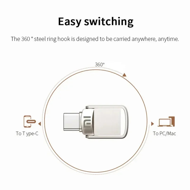 Xiaom USB 2TB OTG Metal USB 3.1 Pen Drive Key 2TB 1TB Type C High Speed Pendrive Mini Flash Drive Memory Stick Waterproof ps4