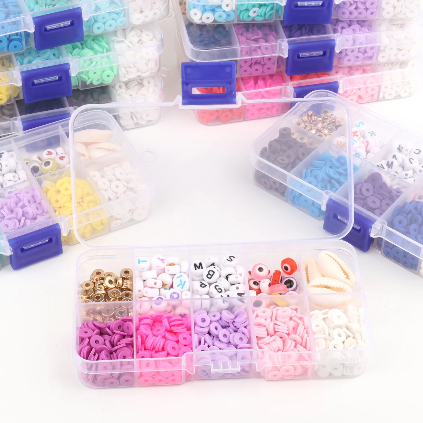 45 Types Boxed Beads Kits Polymer Clay Acrylic Letter Seed Beads Jewelry Making Kit Set Elastic Cord for Girls Kids DIY Bracelet