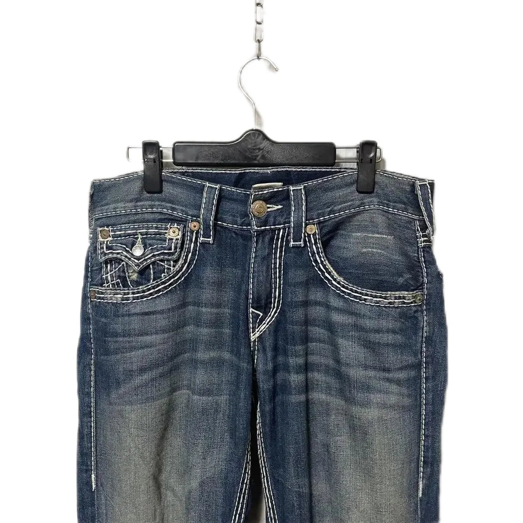 True Religion Denim Micro-flare Pants 90s Retro Street Jeans for Men and Women Harajuku High-waisted Straight Wide-leg Y2k Jeans