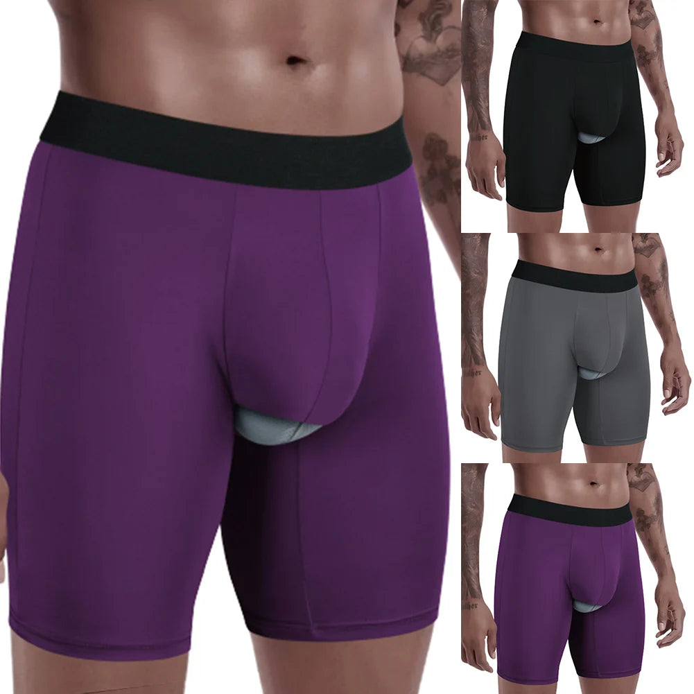 Men Underwear Separate Pouchshorts Breathable Comfort Sport Brief Shorts Panties Stretch Long Male Underpants