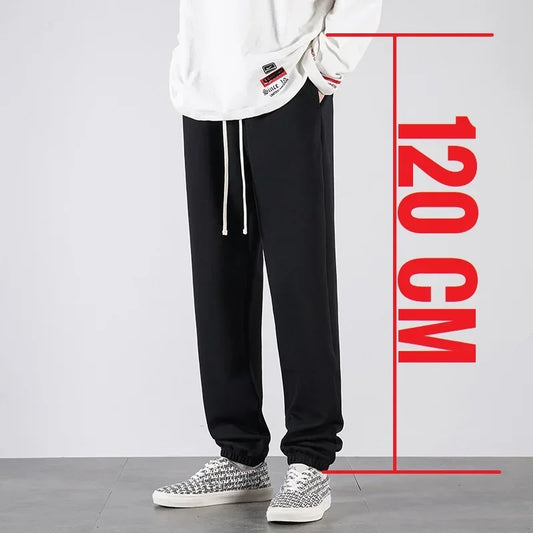 Men Big Tall Sweatpants Extra Long Length Sports Joggers Male Winter Fleece Warm Sweat Pants Black Cotton Stretch Elastic Waist