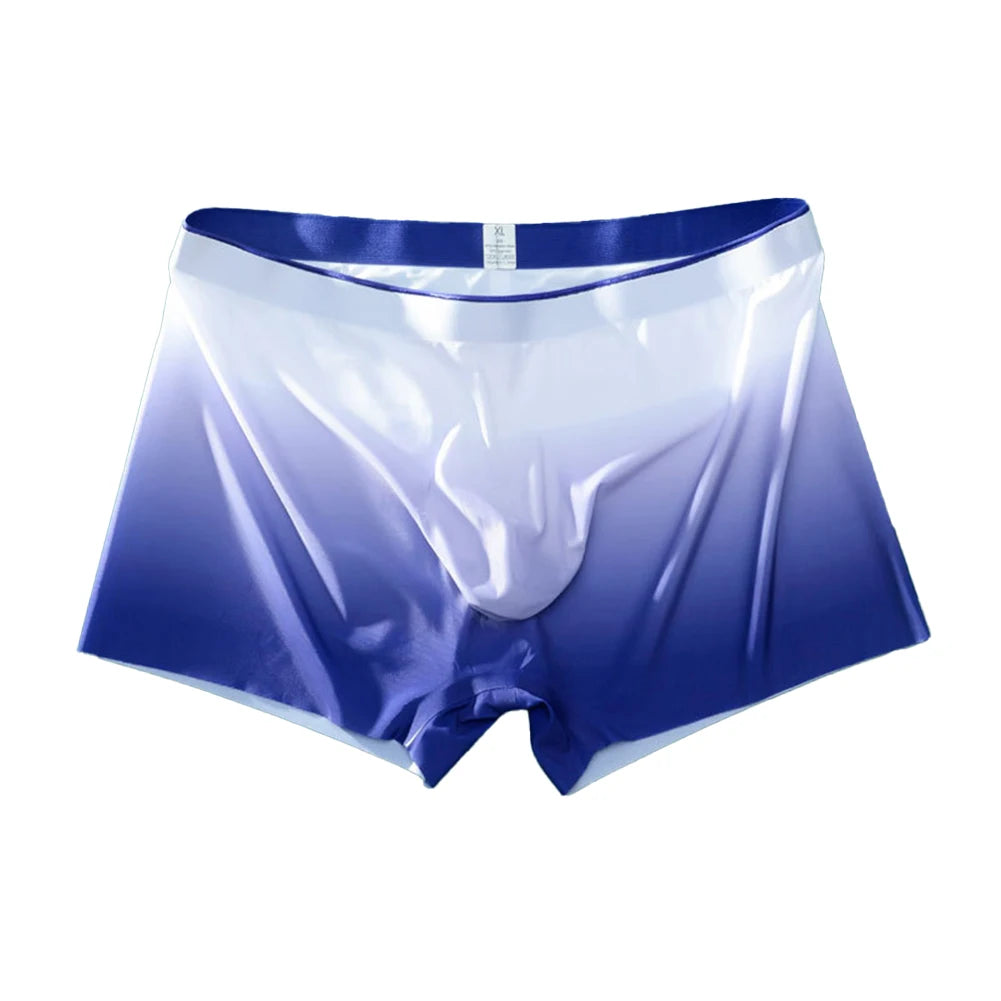 Sexy Men Trunks Gradient Ice Silk Sheer Underwear Underpants Breathable Ultrathin Boxer Briefs U Convex Pouch Knickers Slip Homm