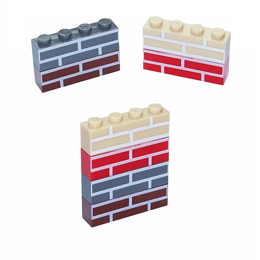 50PCS Thick Brick Printed Wall Bricks 1x4 Dots 3010 Small Particles DIY Building Blocks City MOC Parts Educational Creative Toys