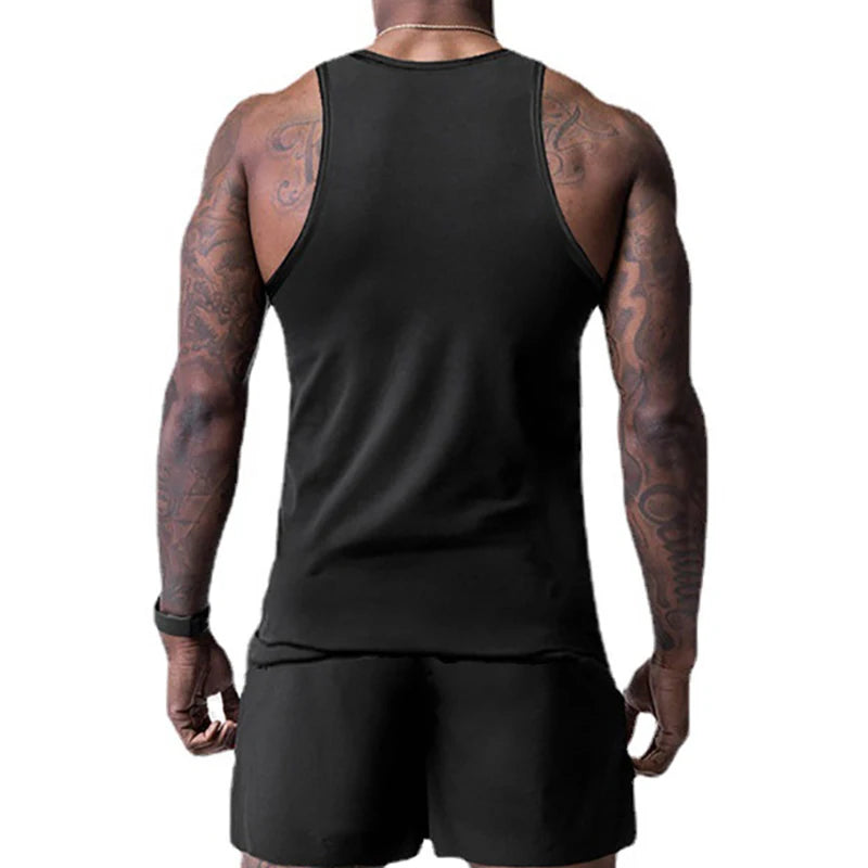 Gym Bodybuilding Fitness Men's Sleeveless Vests Breathable Slim Fit Tank Tops Summer Breathable Quick Dry Workout Muscle Shirts