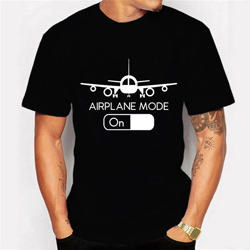 Pilot Flying Airplane Mode T-Shirt Men Summer Harajuku Tshirts Oversized Hip Hop Streetwear Novelty Luminous T Shirts Top Tees