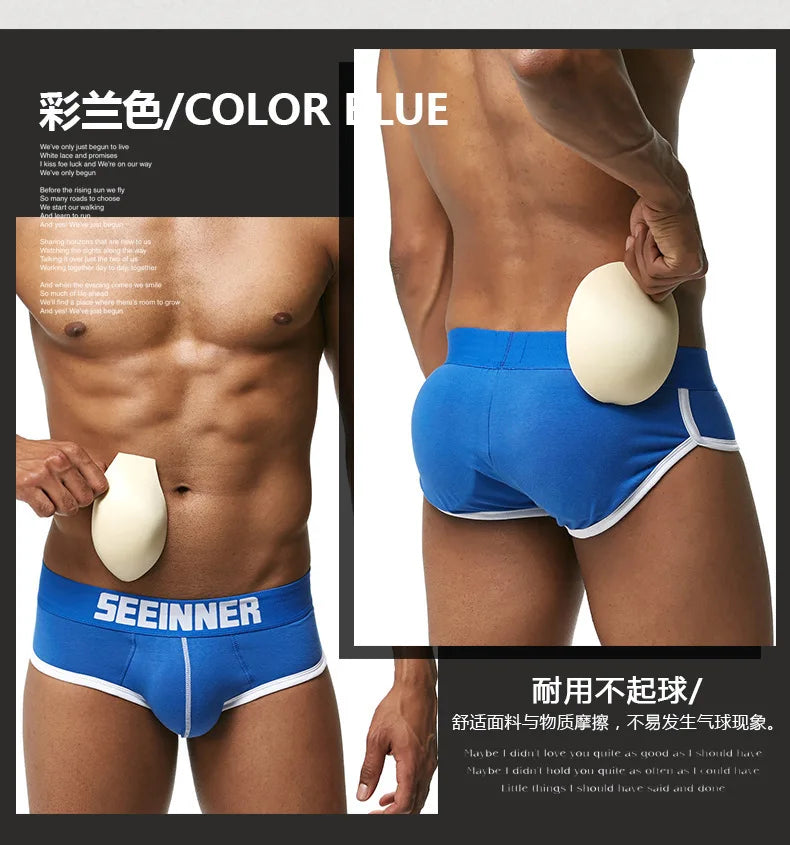 Youth U Convex Pouch Underwear for Young Men Comb Cotton Front Cushion Back Cushion Hip Cover Cup Solid Color Brief Boy Lingerie