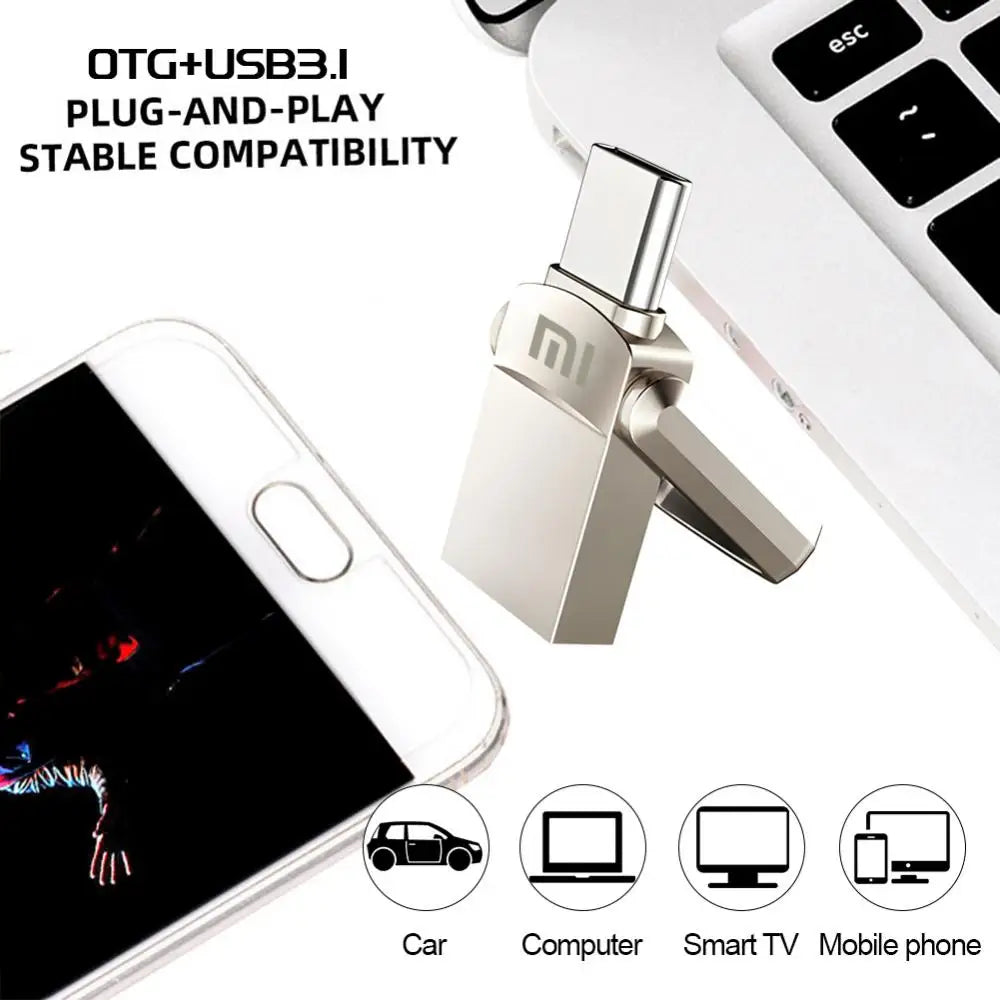 XIAOMI USB Flash Drive 2TB Metal Real Capacity High Speed Memory Stick USB3.0 Flash Pen Drive Business Gift Storage U Disk