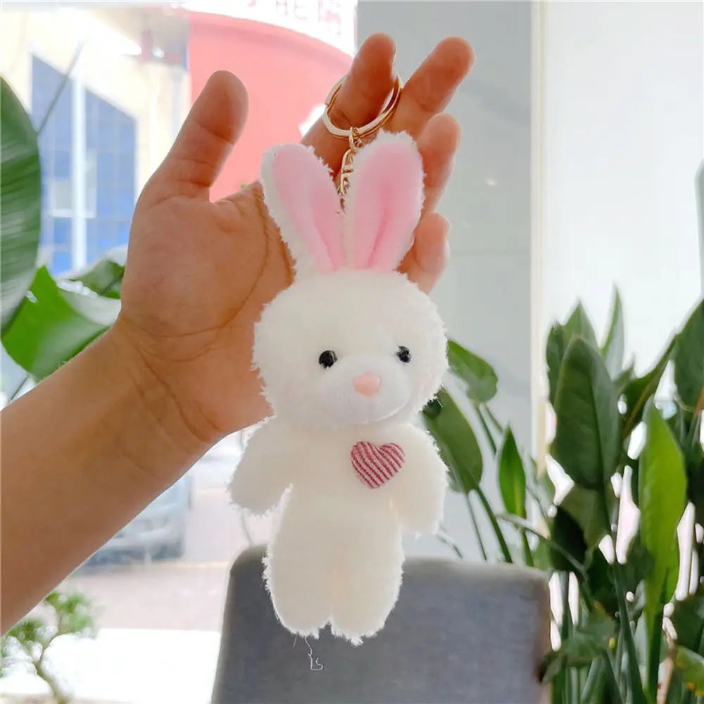 11cm Kawaii Mini Cute Bear Rabbit Dog Plush Keychain Toys Soft Cotton Key Chain Toy for Girls and Kids