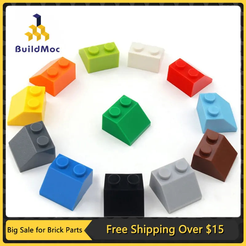 50pcs DIY Building Blocks Thick Figure Bricks Slope 1x2 Educational Creative Size Bricks Bulk Model Kids Plastic Toys for Child