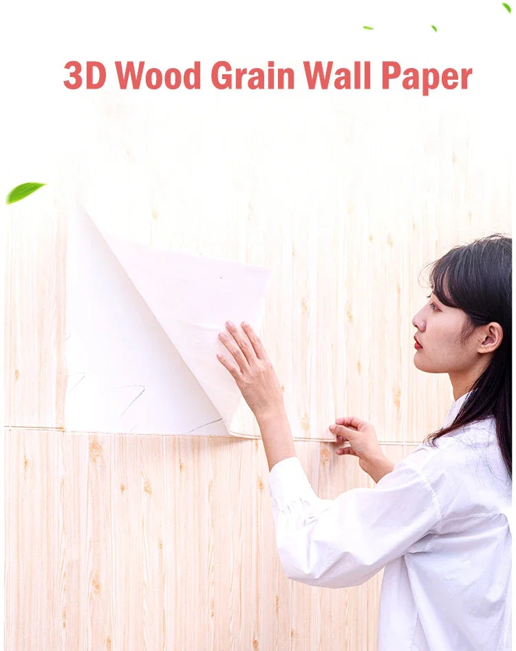 35*35cm 10Pcs 3D Wood Grain Self Adhesive Wall Sticker Waterproof Living Room Kitchen Background Wall Decoration