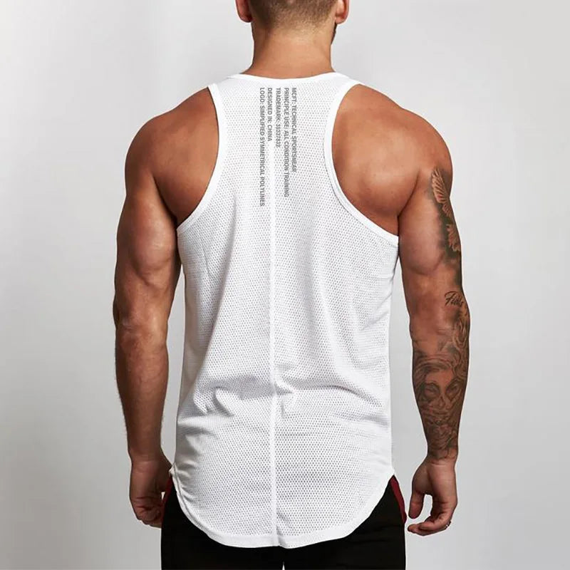 Marathon Quick-drying Mesh Sports Vest Men's Sleeveless Running Training Basketball Loose Fitness Workout Gym Tank Top