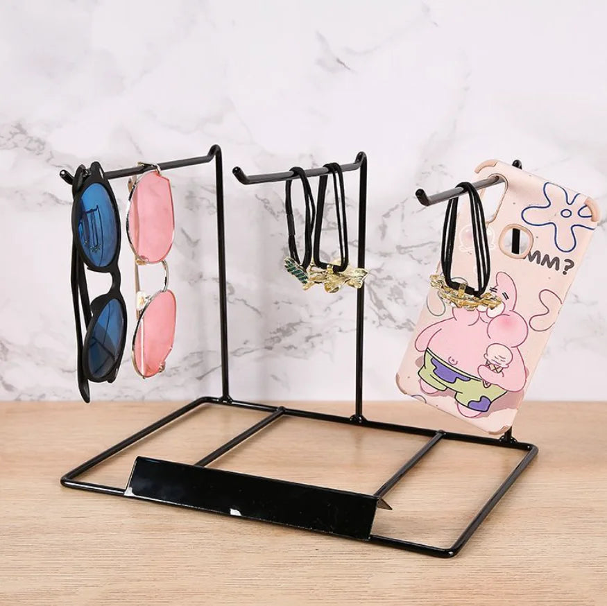 Wood Iron Keychain Display Stand Earrings Organizer Hanger Bracelets Storage Jewelry Rack For Desk Decoration