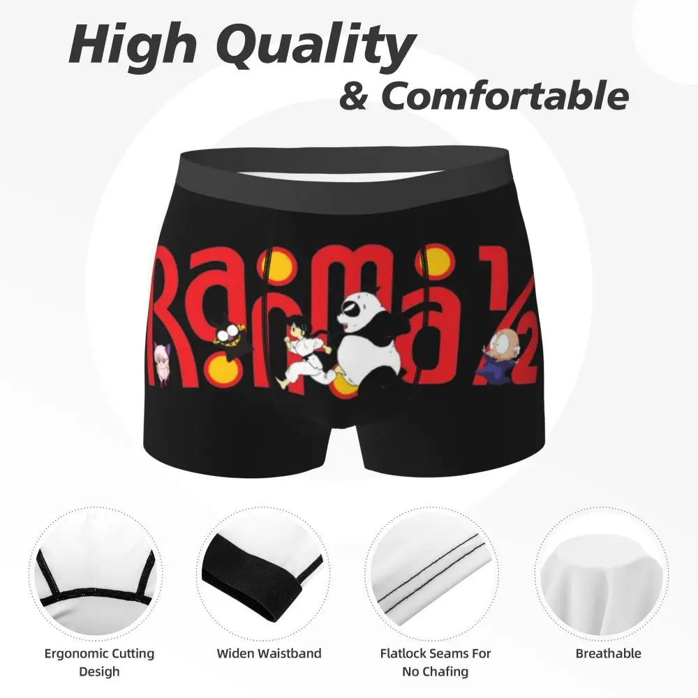 Ranma 12 Funny Logo Underwear Japanese classic cute anime 3D Pouch High Quality Boxershorts Customs Boxer Brief Breathable