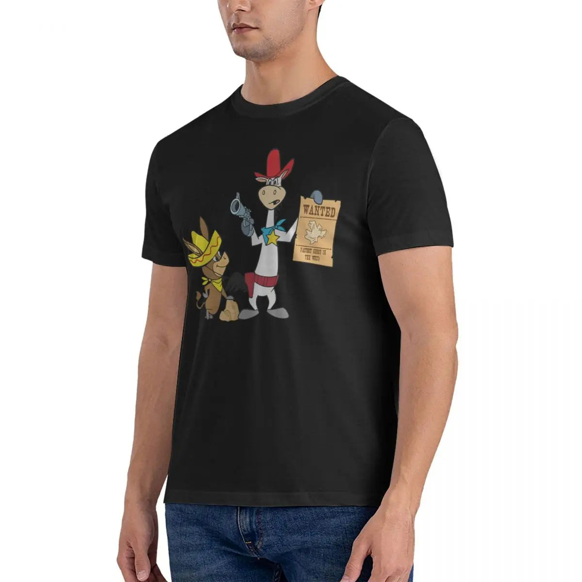 Wanted T-Shirt for Men Q-Quick Draw McGraw Show Hipster Pure Cotton Tee Shirt Round Collar Short Sleeve T Shirts Gift Idea Tops