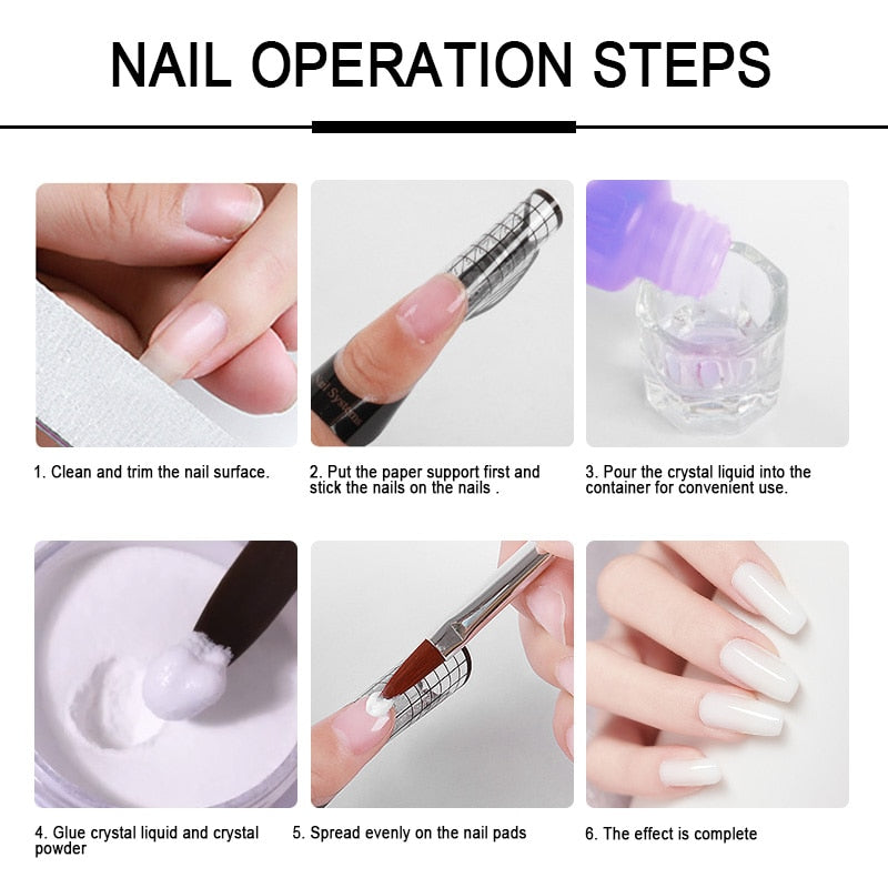 Acrylic Nail Kit For Nails Art All For Manicure Nail Acrylic Powder Liquid Professional Set  For Extension Nail Carving Tips